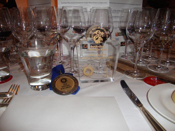 Gold Medal, Trophy and lots of wine to taste.
